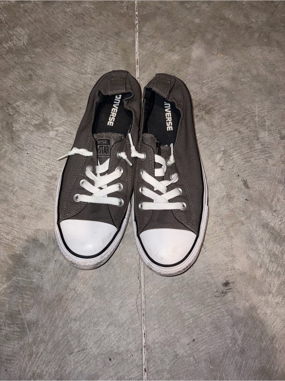 Converse Low Top Canvas Sneakers in Charcoal and White